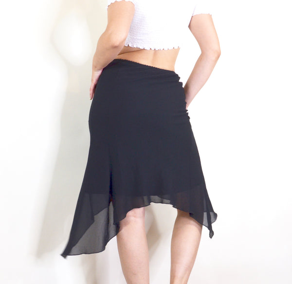 Black Romantic Witchy 90s Midi Skirt