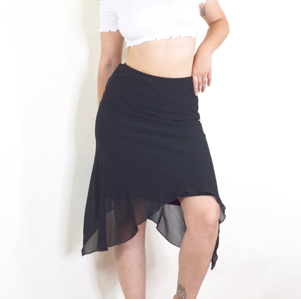 Black Romantic Witchy 90s Midi Skirt