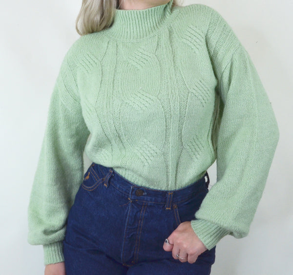 Super Soft Knit Green Turtleneck Sweater
