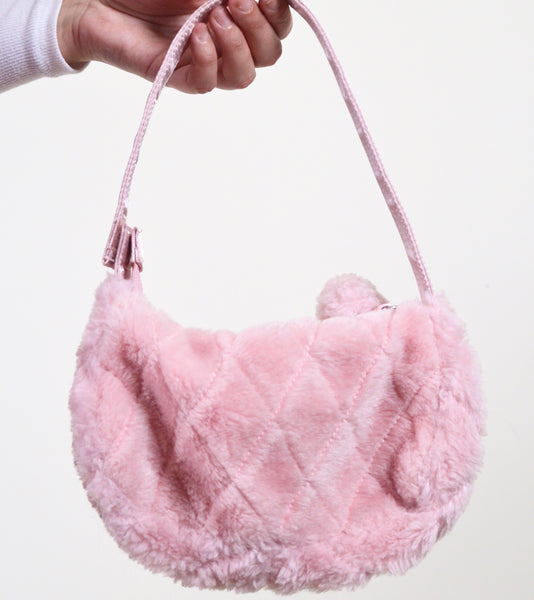 90s y2k Baby Pink Faux Fur Handbag