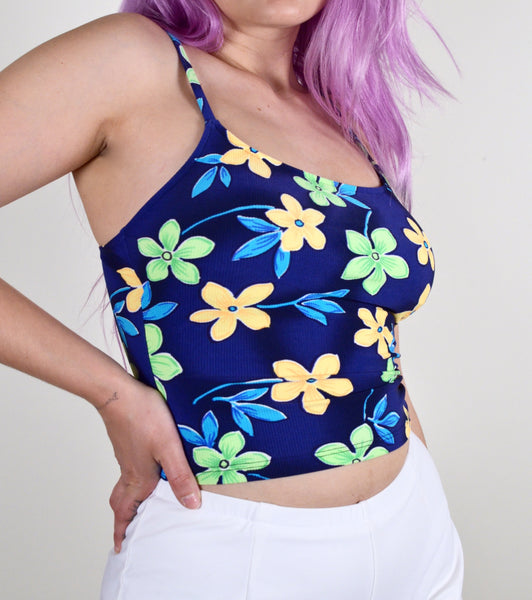 90s Floral Swimsuit Cherokee Tank (S)
