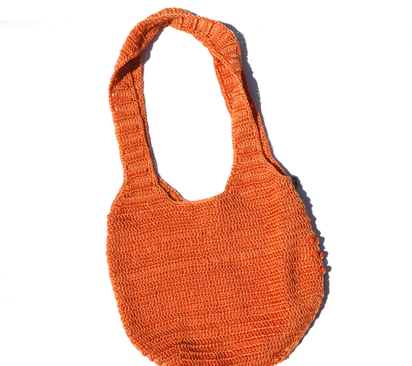 Y2K Style Orange Crochet Sequin Bag