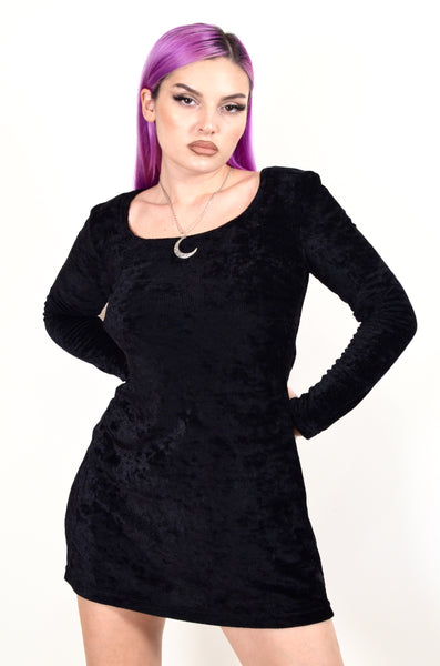 90s The Craft Style Black Velvet Dress