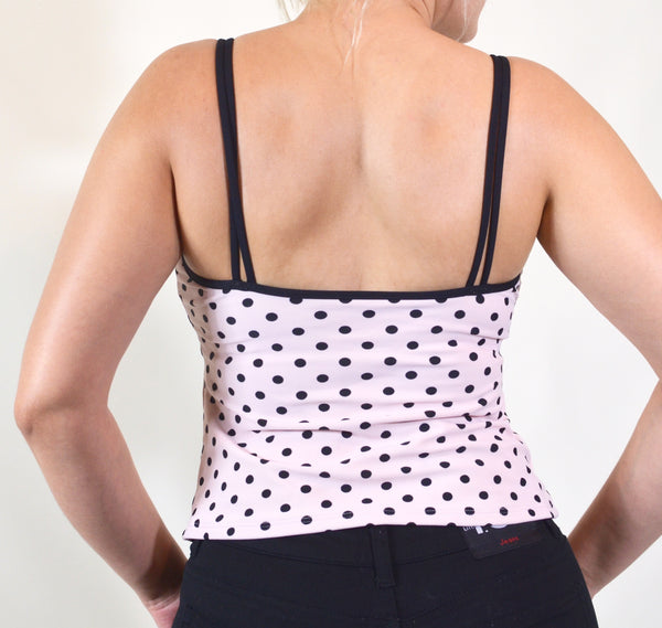 Black & Pink Polka Dot Swimsuit Top