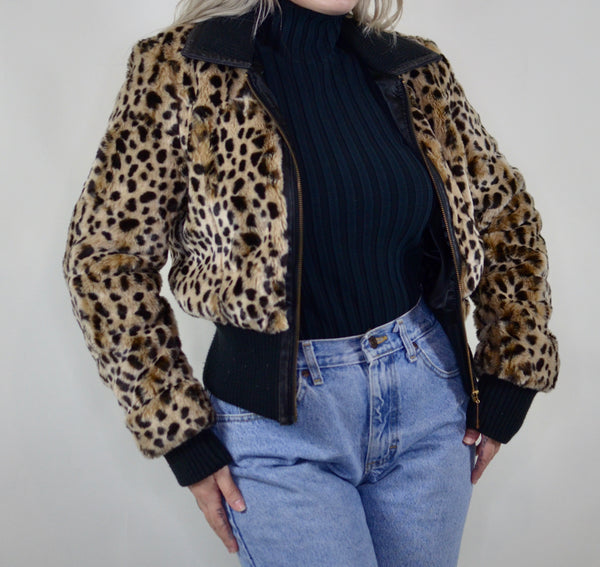 Faux Fur Cheetah Print Guess Jacket