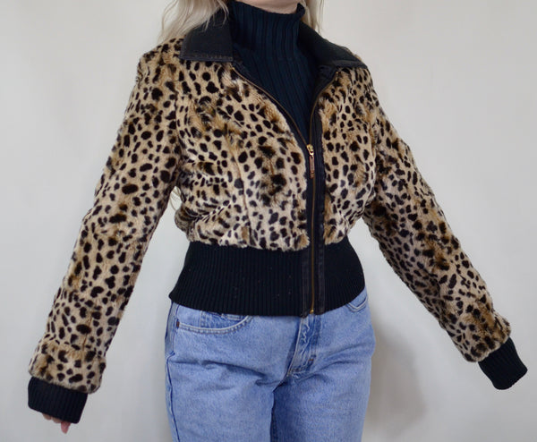 Faux Fur Cheetah Print Guess Jacket