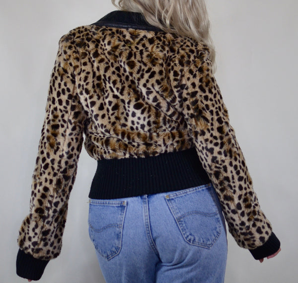 Faux Fur Cheetah Print Guess Jacket