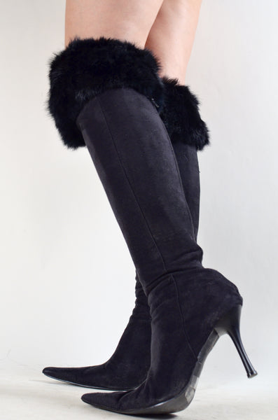 Fur Trim Knee High Boots