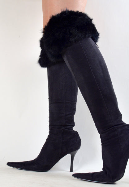 Fur Trim Knee High Boots