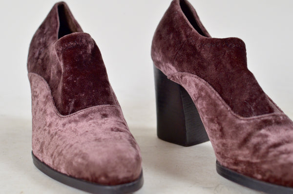 60s Style Velvet Heel Shoes