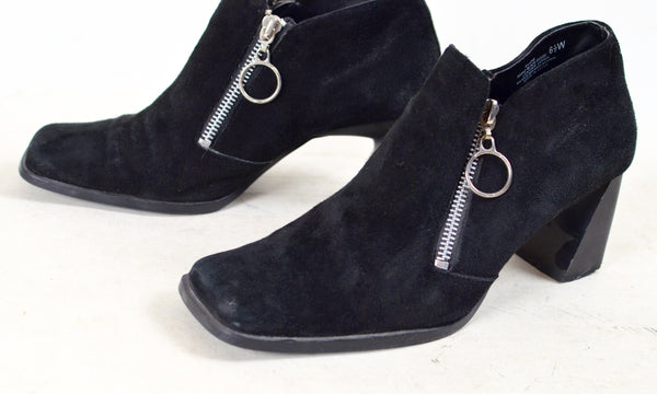 60s Style Black Suede Shoes