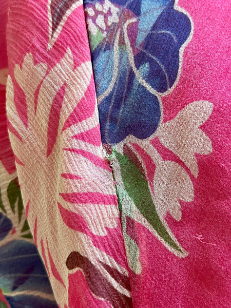 Y2K 100% Silk Pink Floral Beaded Midi Dress