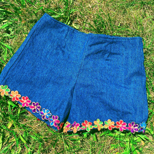70s Hippy Floral High Waisted Shorts