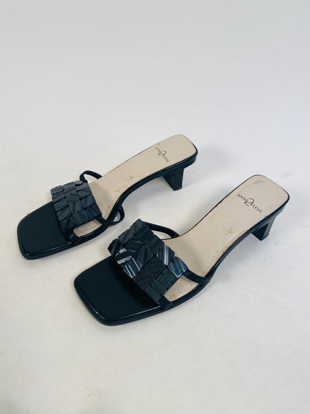 90s Black Tiled Mule Sandals