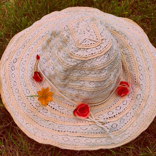 Boho Vintage Crochet Floppy Hat